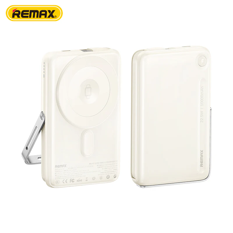 REMAX MC-05 10000mAh Power Bank 15W Magnetic Wireless 22.5W Fast Charge Foldable Holder Power Banks with Built-in C Cable