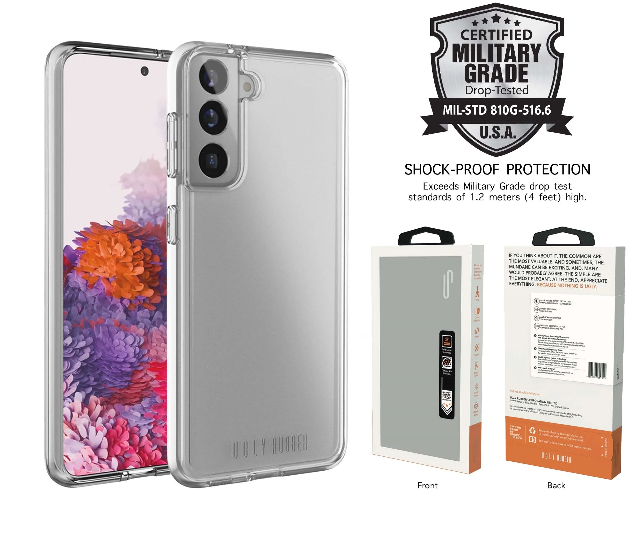 Ugly Rubber Pure Transparent Armor Case for Samsung Galaxy S22 Plus