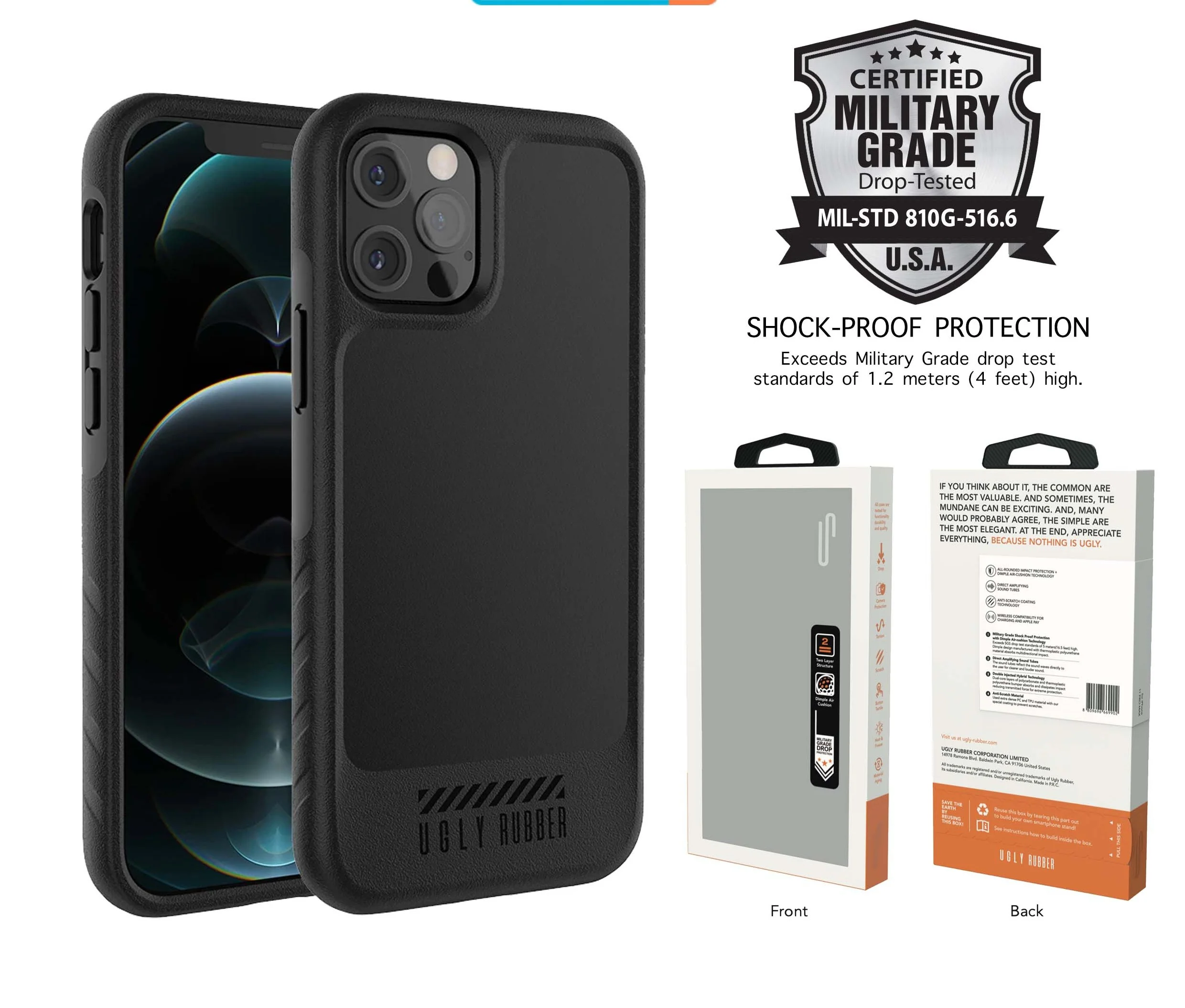 Ugly Rubber U-Model Bumper Black Case for iPhone 13 Pro